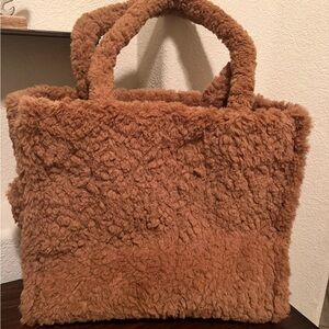 Cozy Brown Faux Fur Tote Bag